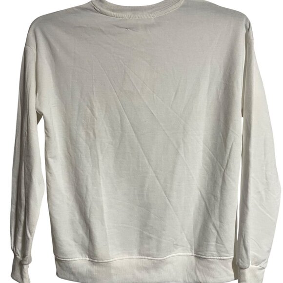 Workshop Republic Womens White Sequin Pug Sweatshirt Size XS Christmas Holiday - Picture 3 of 9